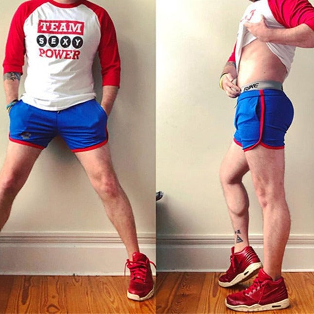 sexy gay hunks in Gay Shorts | Gay Bear Paw Gym Shorts - Men's Activewear, gym short, sport shorts, running shorts- pridevoyageshop.com