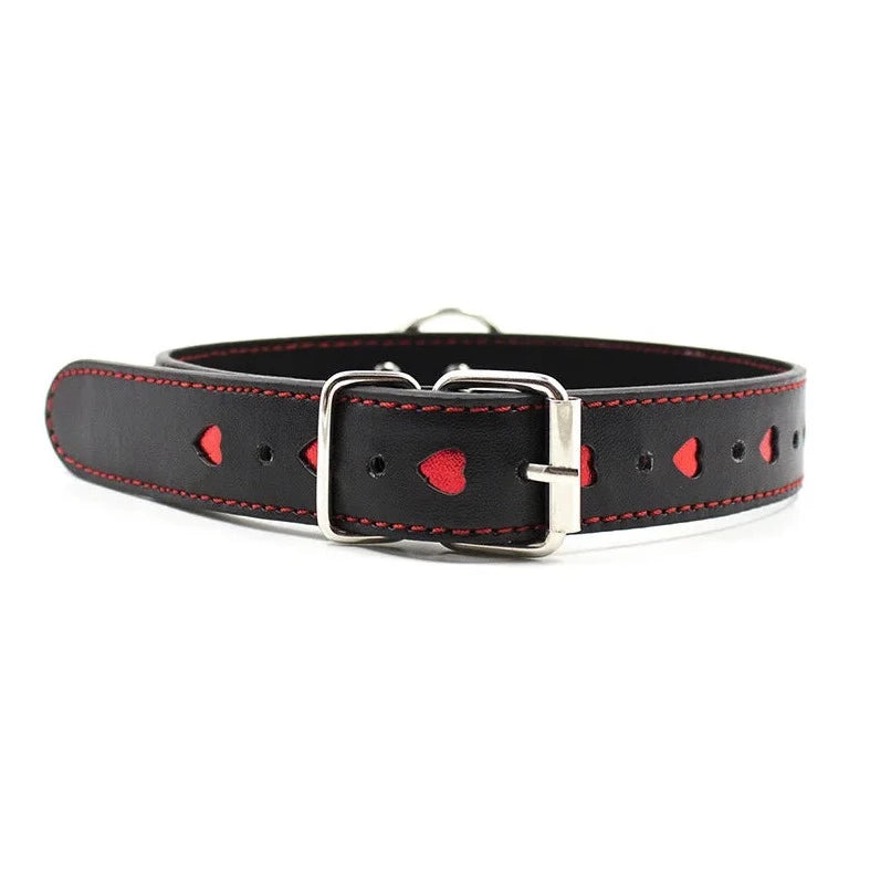 Heart-shaped Love Puppy Collar & Chain Leash - pridevoyageshop.com - gay men’s bodystocking, lingerie, fishnet and fetish wear