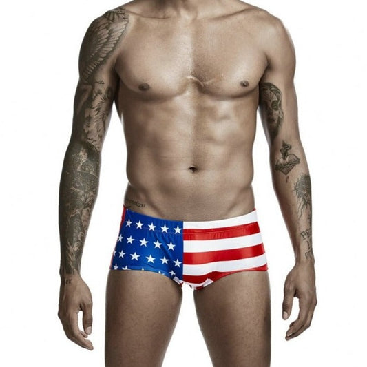 hot gay man in Gay Swimwear & Beachwear | American Flag Swim Trunks - pridevoyageshop.com - gay men’s underwear and swimwear