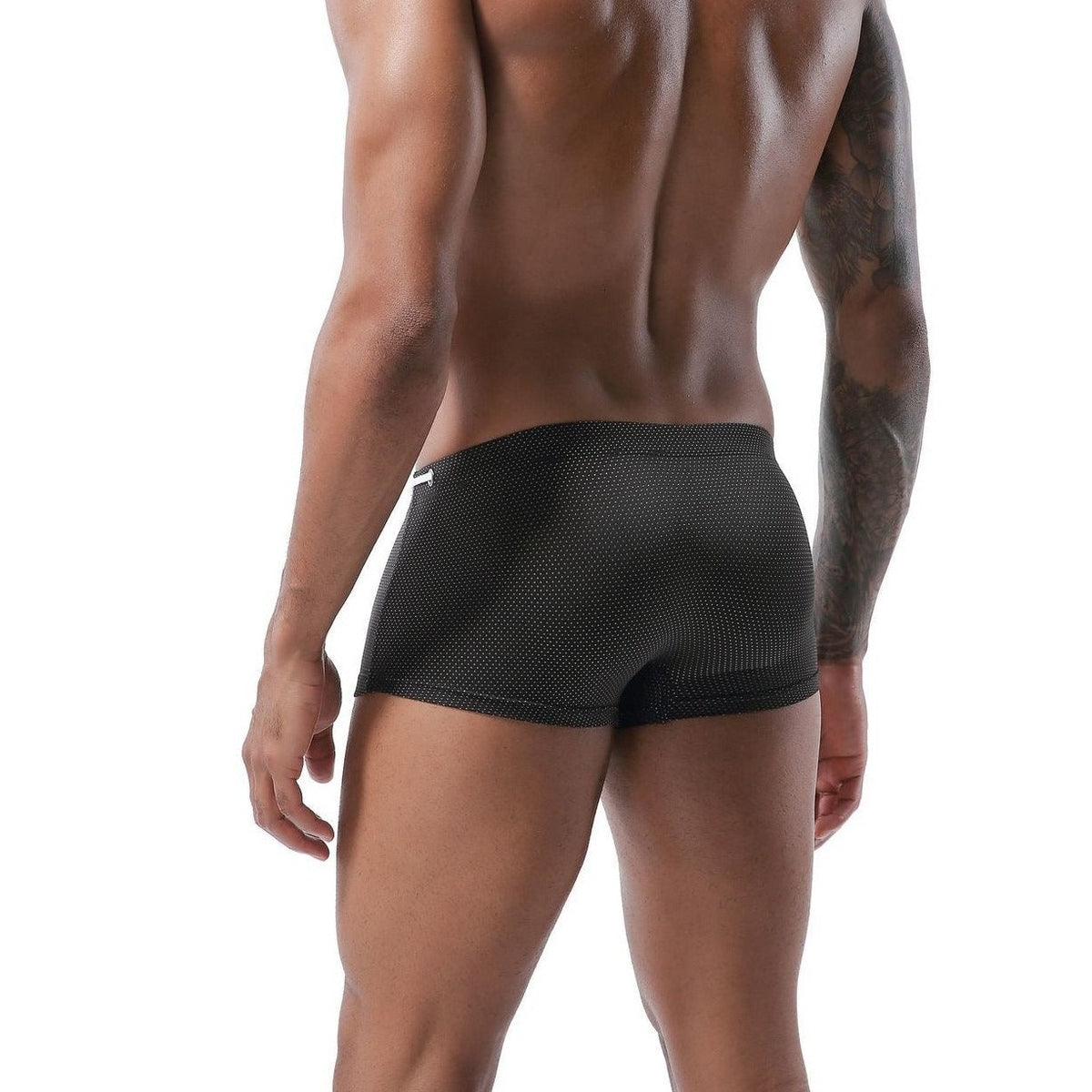 hot gay man in black Gay Swimwear & Beachwear | Men's Bowtie Tight Swim Trunks - pridevoyageshop.com - gay men’s underwear and swimwear