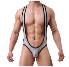 sexy gay man in gray Gay Singlet and Bodysuit | Men's Sexy Mesh Jockstrap Singlets - Men's Singlets, Bodysuits, Rompers & Jumpsuits - pridevoyageshop.com