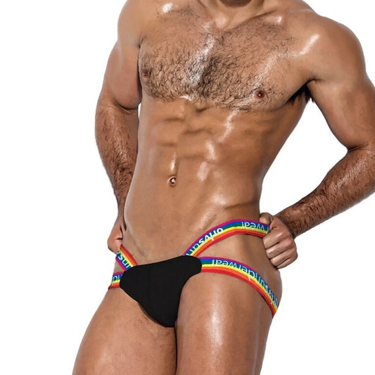 hot gay man in black Gay Jockstraps: Jock Strap Wrestling & Pride Jockstrap- pridevoyageshop.com - gay men’s underwear and swimwear