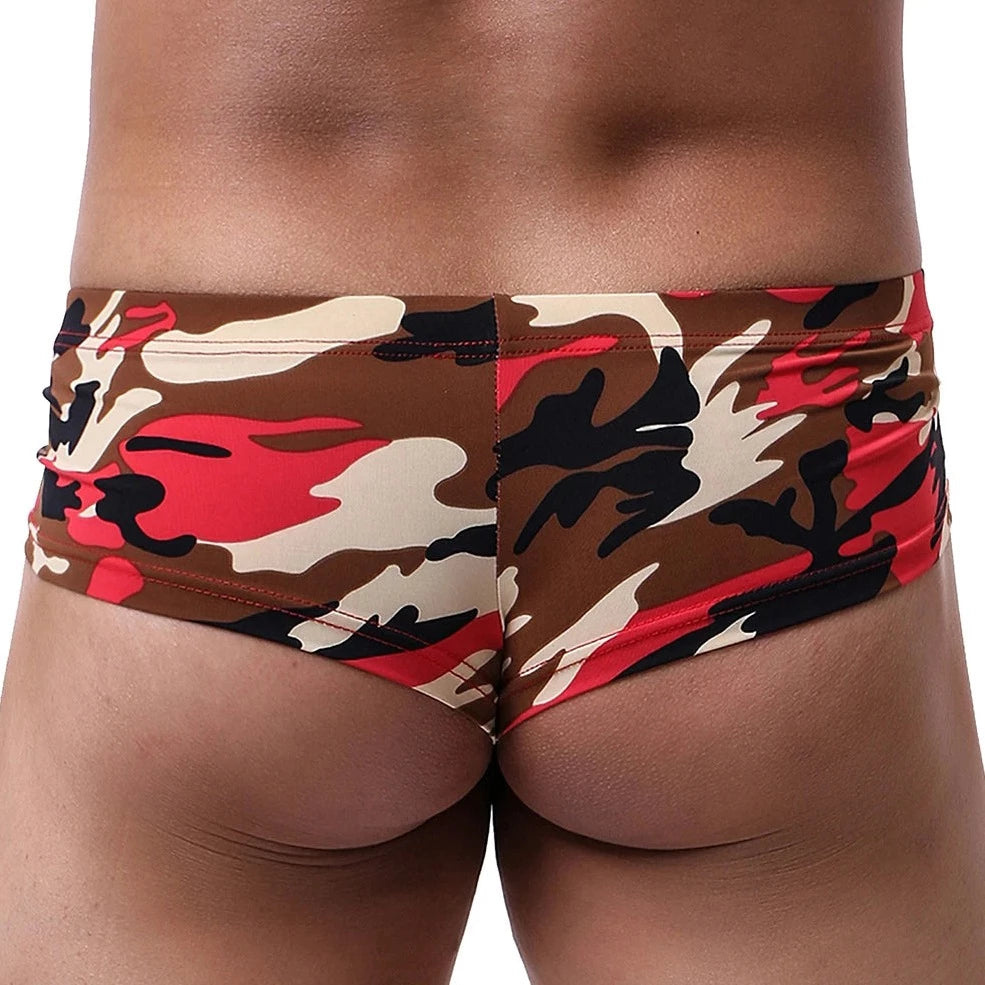 red Men's Buns Out Camo Square Cut Boxer Briefs 4-Pack - pridevoyageshop.com - gay men’s underwear and swimwear