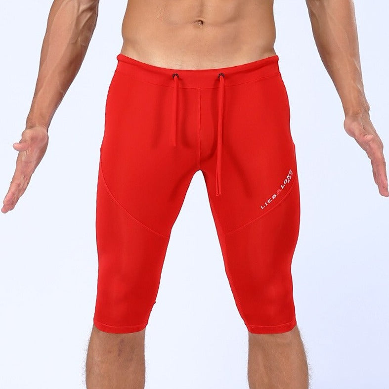 sexy gay man in red Gay Leggings | Men's Sexy 3/4 Compression Sport Leggings - pridevoyageshop.com - gay men’s underwear and activewear