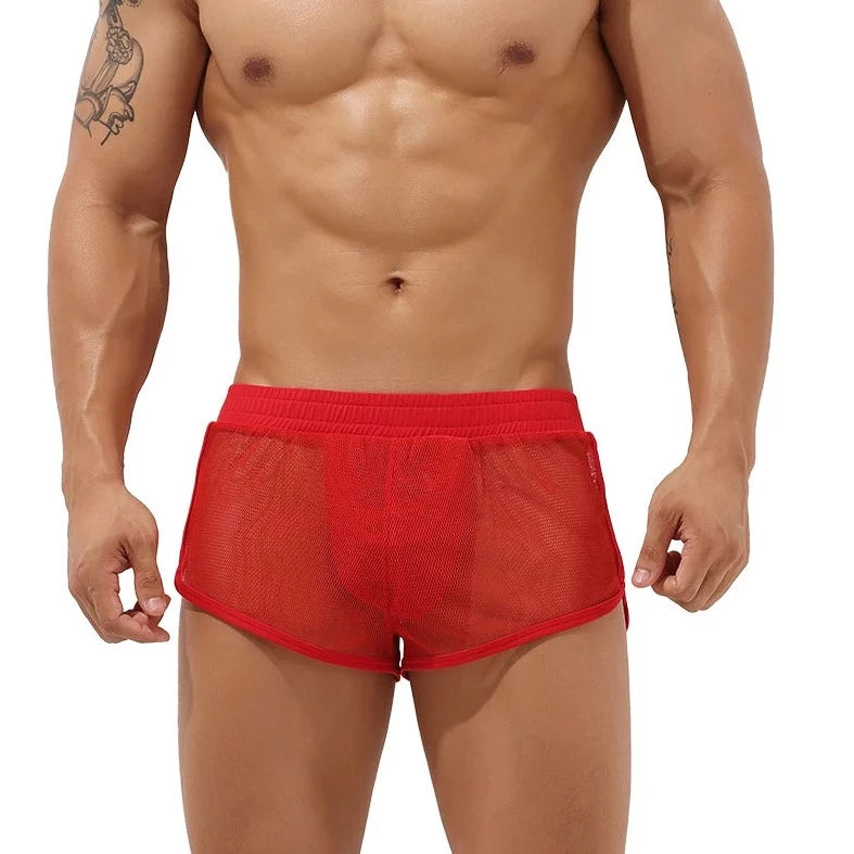 a hot gay man in red Men's Hideaway Mesh Running Shorts - pridevoyageshop.com - gay men’s underwear and swimwear