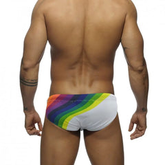 a hot gay man in white Men's Rainbow Surge Swim Briefs - pridevoyageshop.com - gay men’s underwear and swimwear