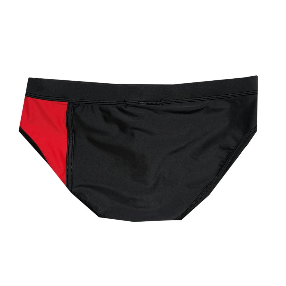details of black Gay Swimwear | Piet Mondrian Art Deco Swim Briefs- pridevoyageshop.com - gay men’s underwear and swimwear