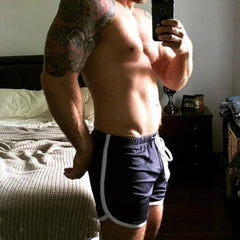 sexy gay hunks in Gay Shorts | Gay Bear Paw Gym Shorts - Men's Activewear, gym short, sport shorts, running shorts- pridevoyageshop.com