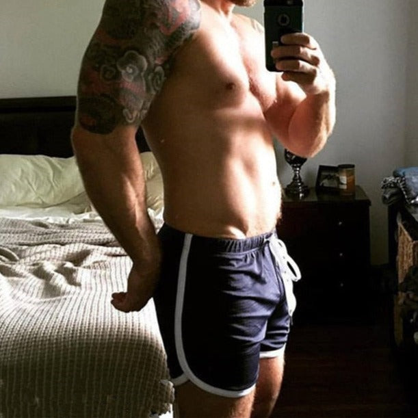 sexy gay hunks in Gay Shorts | Gay Bear Paw Gym Shorts - Men's Activewear, gym short, sport shorts, running shorts- pridevoyageshop.com