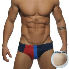 Red + Black w/ Padding Gay Men's Racing Swim Briefs - pridevoyageshop.com - gay men’s underwear and swimwear