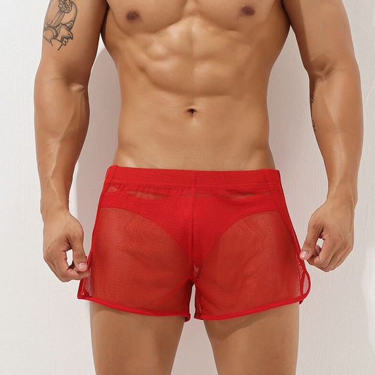 sexy gay man in red Gay Swimwear | Men's Sheer Swim Trunks - pridevoyageshop.com - gay men’s underwear and swimwear