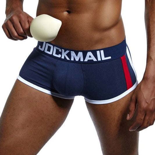 navy blue Jockmail Packing Underwear Boxers | Gay Underwear- pridevoyageshop.com - gay men’s underwear and swimwear