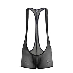 black Gay Singlet and Bodysuit | See Through Wrestling Singlets - Men's Singlets, Bodysuits, Rompers & Jumpsuits - pridevoyageshop.com