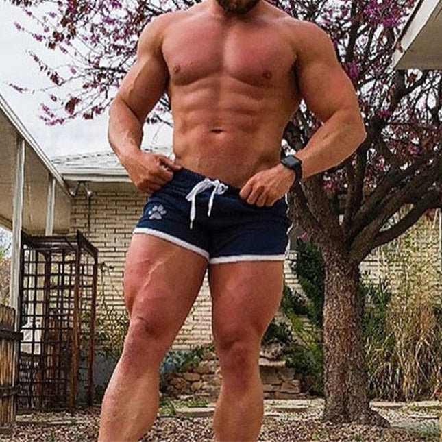 sexy gay hunks in Gay Shorts | Gay Bear Paw Gym Shorts - Men's Activewear, gym short, sport shorts, running shorts- pridevoyageshop.com