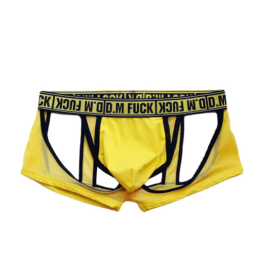 yellow DM Sexy Mesh Jock Boxers - pridevoyageshop.com - gay men’s underwear and swimwear