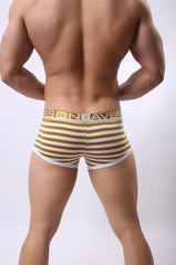 gold Brave Person Men's Striped Boxer Briefs - pridevoyageshop.com - gay men’s underwear and swimwear