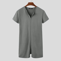 gray Unlocked Desire Zipper Romper - pridevoyageshop.com - men's pajamas, men's loungewear, men's sleepwear