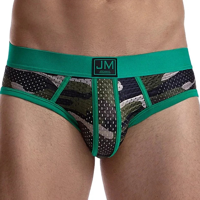 a hot gay man in green Jockmail Men's Mesh Camo Briefs - pridevoyageshop.com - gay men’s underwear and swimwear