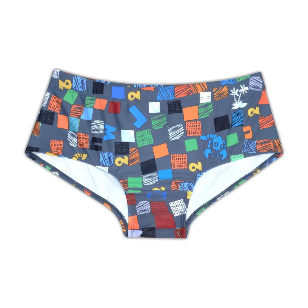 details of Ocean Mosaic Swim Trunks - pridevoyageshop.com - gay men’s underwear and swimwear