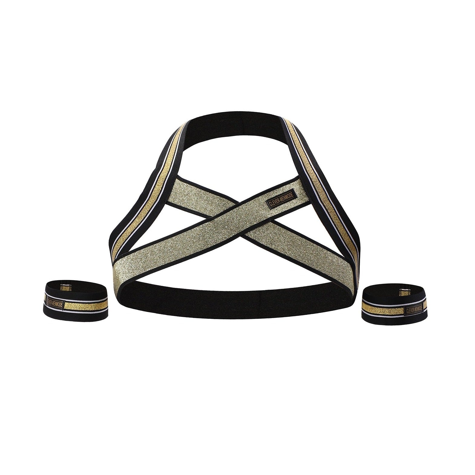 Golden Pride Elastic Harness: Hot Night Club Wear for Guys- pridevoyageshop.com - gay men’s harness, lingerie and fetish wear