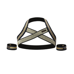 Golden Pride Elastic Harness: Hot Night Club Wear for Guys- pridevoyageshop.com - gay men’s harness, lingerie and fetish wear