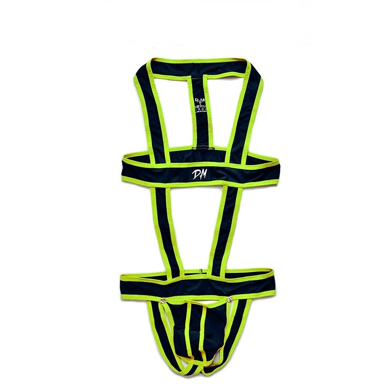 green DM Release Jockstrap Harness | Harness for Men- pridevoyageshop.com - gay men’s harness, lingerie and fetish wear