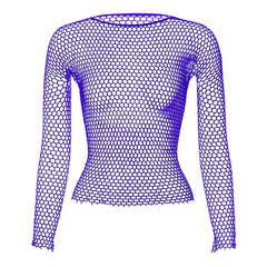 purple Men's Long Sleeve Fishnet T-Shirt: Top Net Shirt for Men- pridevoyageshop.com - gay men’s harness, lingerie and fetish wear