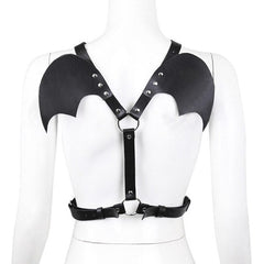 details of Cheeky Little Devil Wing Faux Leather Harness | Gay Harness- pridevoyageshop.com - gay men’s harness, lingerie and fetish wear