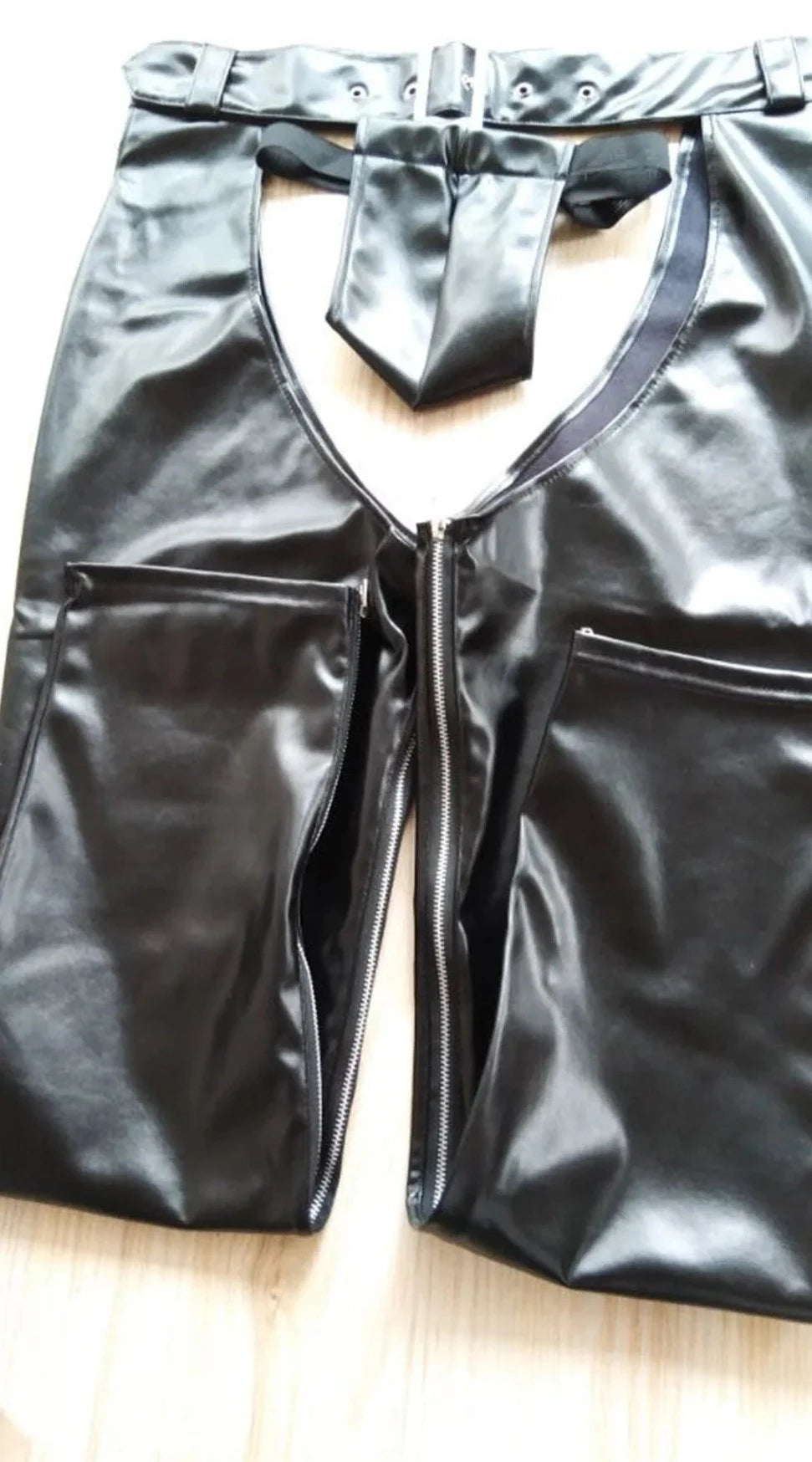 Mens Pu Leather Assless Chaps Gay Clubwear 4032