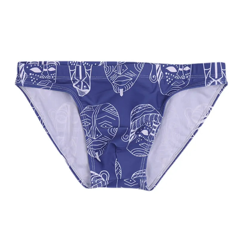 Indigo Totem Men’s Poolside Rites Swim Briefs - pridevoyageshop.com - gay men’s sexy swim briefs, trunks, board shorts, and bikinis