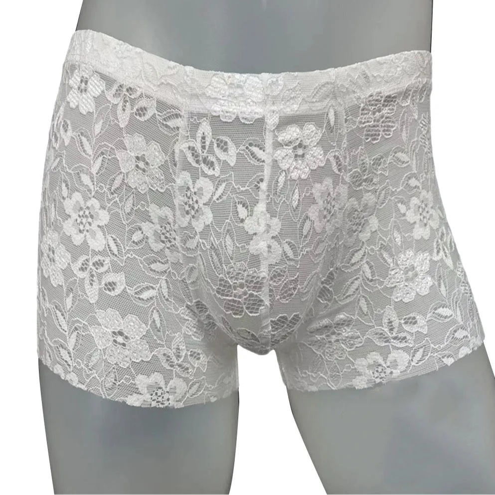 Ivory Men’s Lace Lover Boxer - pridevoyageshop.com - gay men’s thongs, boxers, briefs and jockstraps