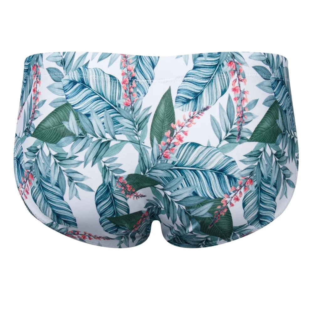 Jungle of flowers Men’s Jungle Jock Hunter Swim Briefs with Removable Pad - pridevoyageshop.com - gay men’s sexy swim briefs, trunks, board shorts, and bikinis