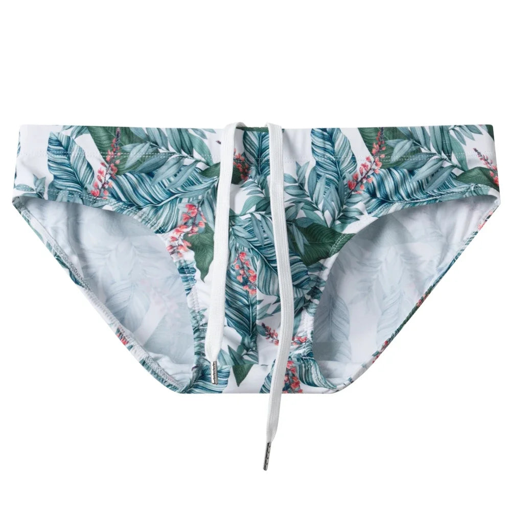 Jungle of flowers Men’s Jungle Jock Hunter Swim Briefs with Removable Pad - pridevoyageshop.com - gay men’s sexy swim briefs, trunks, board shorts, and bikinis