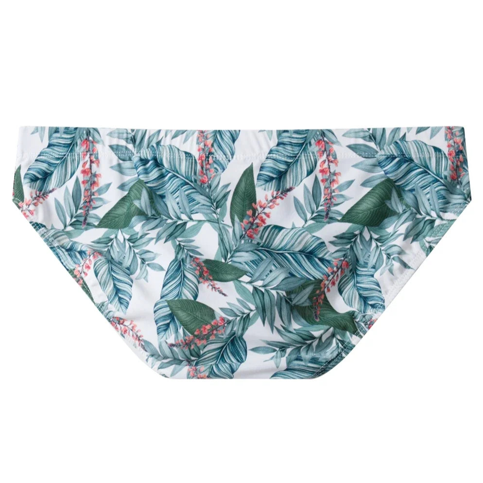 Jungle of flowers Men’s Jungle Jock Hunter Swim Briefs with Removable Pad - pridevoyageshop.com - gay men’s sexy swim briefs, trunks, board shorts, and bikinis