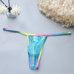 Light Blue Men’s Rainbow Rapture See Through G String Thong - pridevoyageshop.com - gay men’s thongs, boxers, briefs and jockstraps