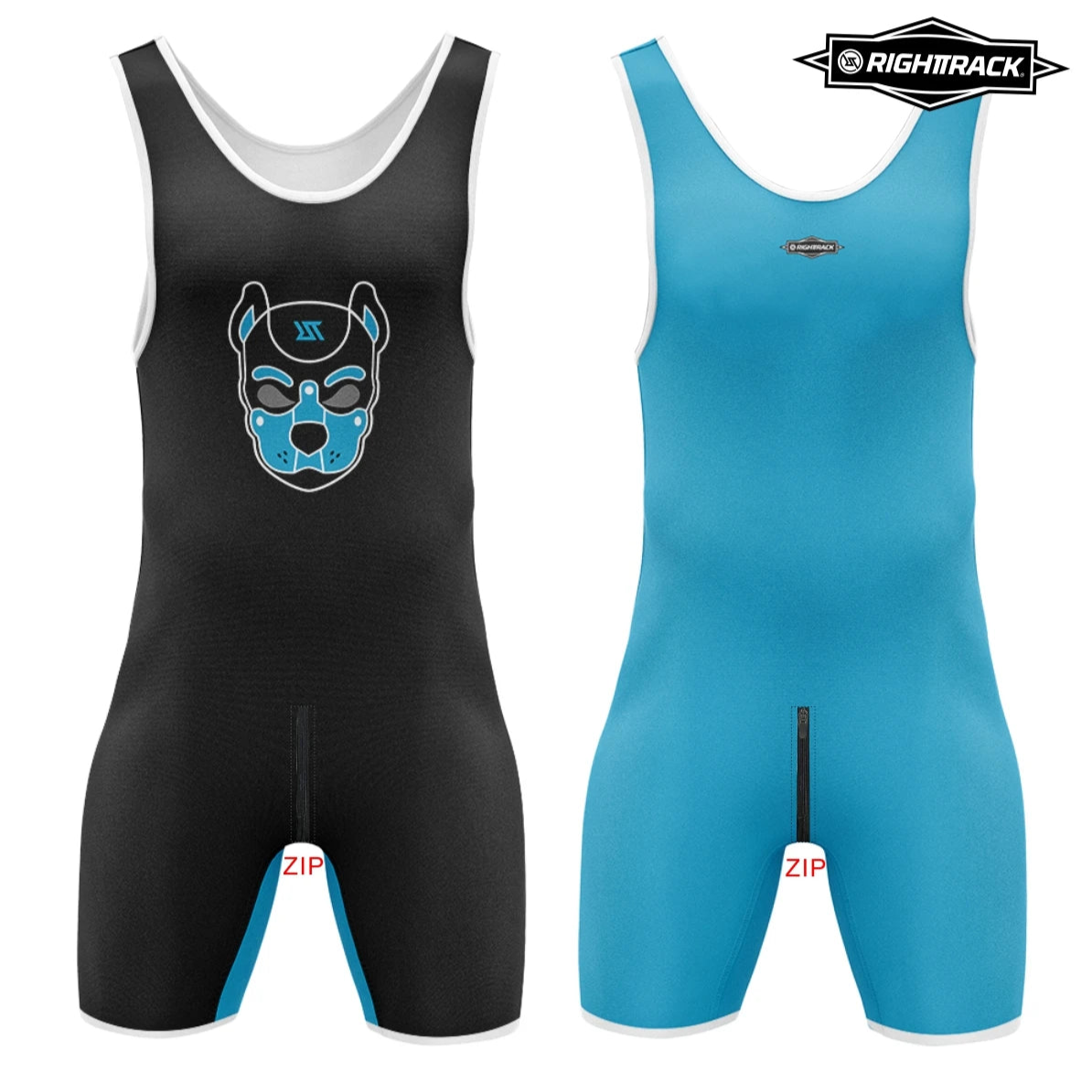 Light blue Alpha Puppy Zipper Wrestling Singlet from Pridevoyageshop