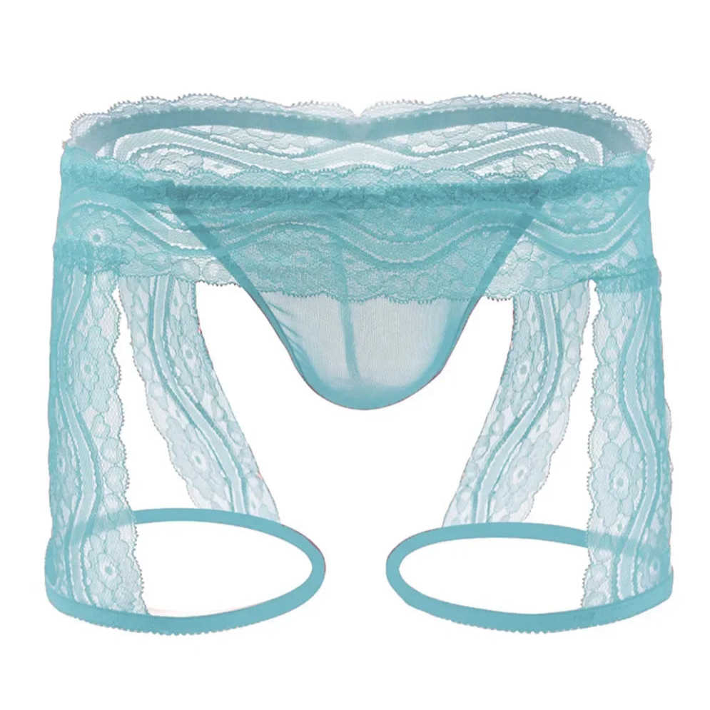 Light blue Men’s Kinked Up Floral Lace Boxers - pridevoyageshop.com - gay men’s thongs, boxers, briefs and jockstraps