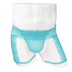 Light blue Men’s Kinked Up Floral Lace Boxers - pridevoyageshop.com - gay men’s thongs, boxers, briefs and jockstraps