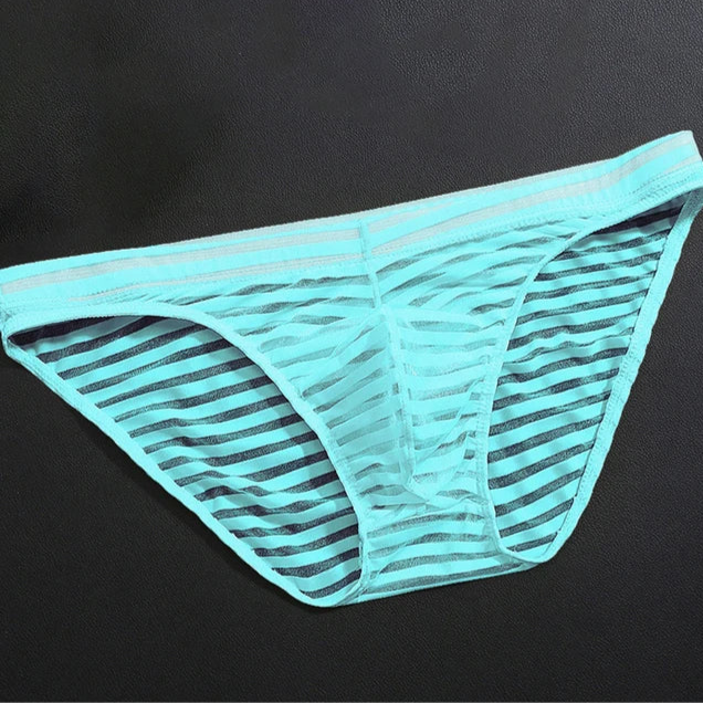Light blue Men’s Striped Skin-Tease Briefs - pridevoyageshop.com - gay men’s thongs, boxers, briefs and jockstraps