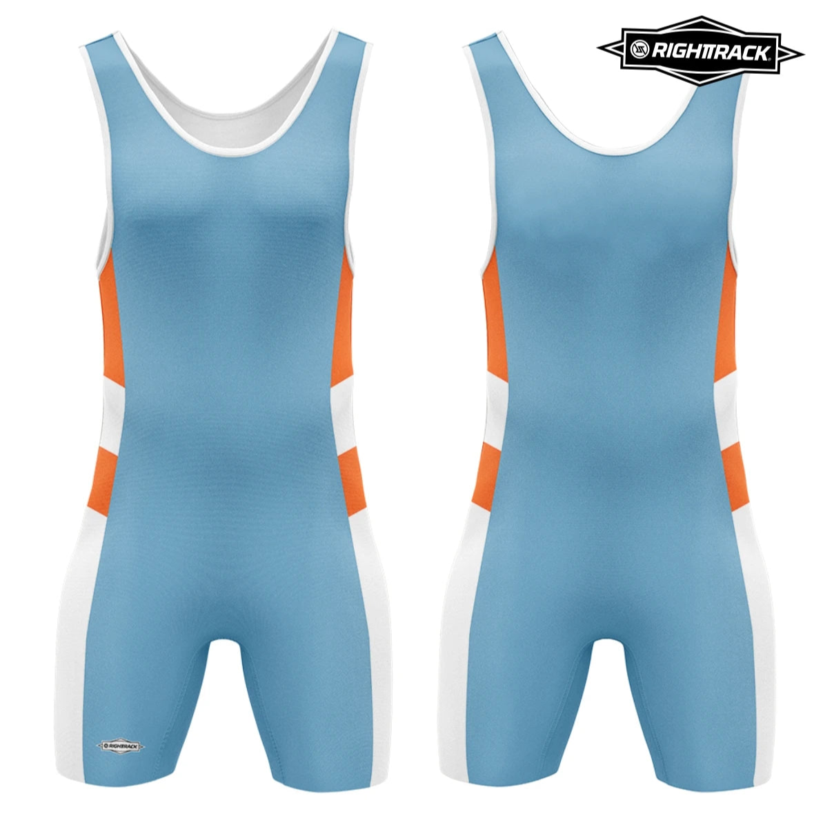 Light blue and orange Men's Dominant Wrestling Singlet from Pridevoyageshop