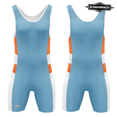Light blue and orange Men's Dominant Wrestling Singlet from Pridevoyageshop
