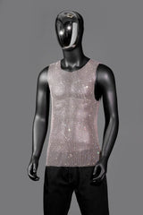 Mannequin wearing Pink Red Boy's Crowned Rhinestone Mesh Tank - pridevoyageshop.com - gay men's fashion, clubwear, party outfit