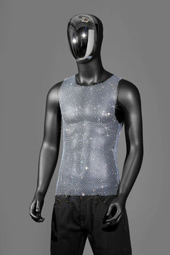 Mannequin wearing Sky Blue Boy's Crowned Rhinestone Mesh Tank - pridevoyageshop.com - gay men's fashion, clubwear, party outfit
