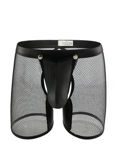Men’s “Caged” Removable PU Leather Pouch & Crotchless Boxers - pridevoyageshop.com - gay men’s thongs, boxers, briefs and jockstraps