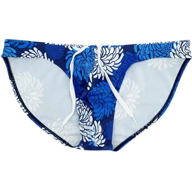 Men’s Chrysanthemum Tease Swim Briefs - pridevoyageshop.com - gay men’s sexy swim briefs, trunks, board shorts, and bikinis