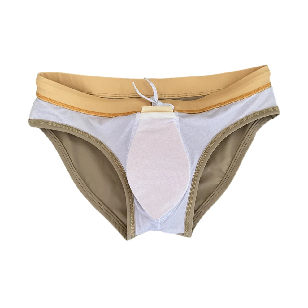 Men’s Creamy Dream Nude Swim Briefs with pad - pridevoyageshop.com - gay men’s sexy swim briefs, trunks, board shorts, and bikinis