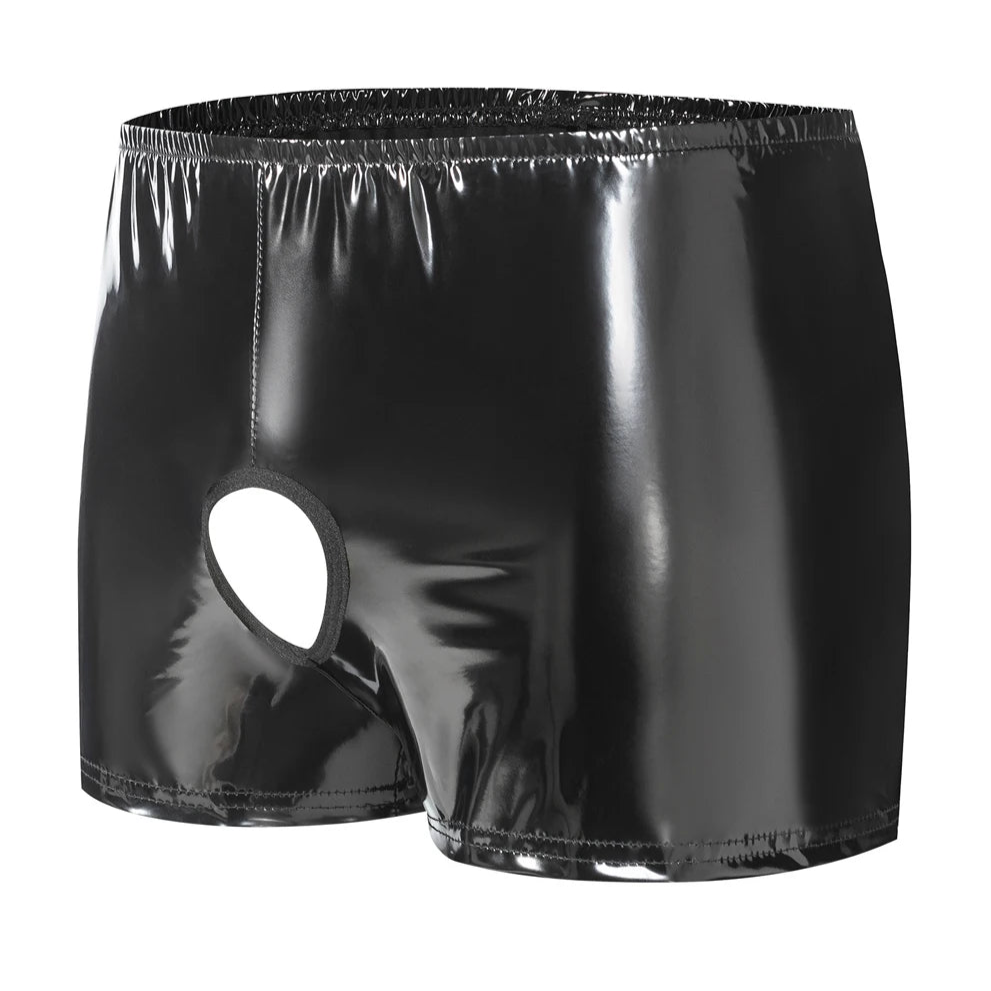 Men’s Double-Hole Glossy Boxer Shorts - pridevoyageshop.com - gay men’s thongs, boxers, briefs and jockstraps