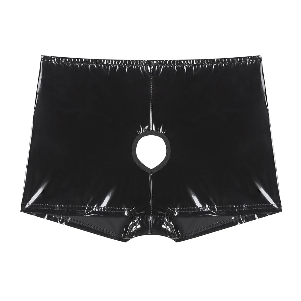 Men’s Double-Hole Glossy Boxer Shorts - pridevoyageshop.com - gay men’s thongs, boxers, briefs and jockstraps