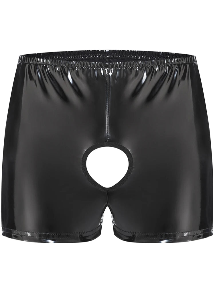 Men’s Double-Hole Glossy Boxer Shorts - pridevoyageshop.com - gay men’s thongs, boxers, briefs and jockstraps