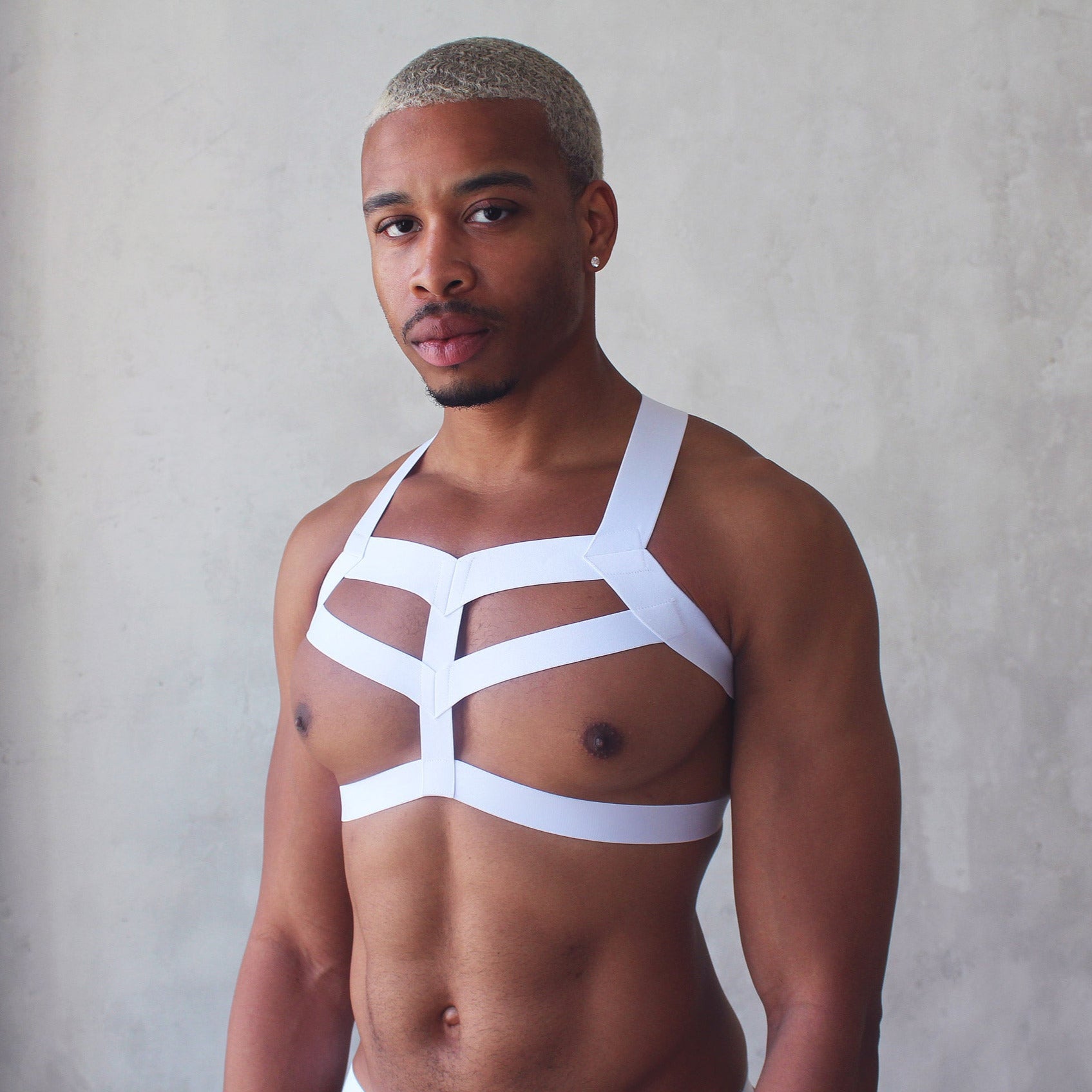 Men's Elastic Bondage Harness + Jockstrap | Gay Harness- pridevoyageshop.com - gay men’s harness, lingerie and fetish wear